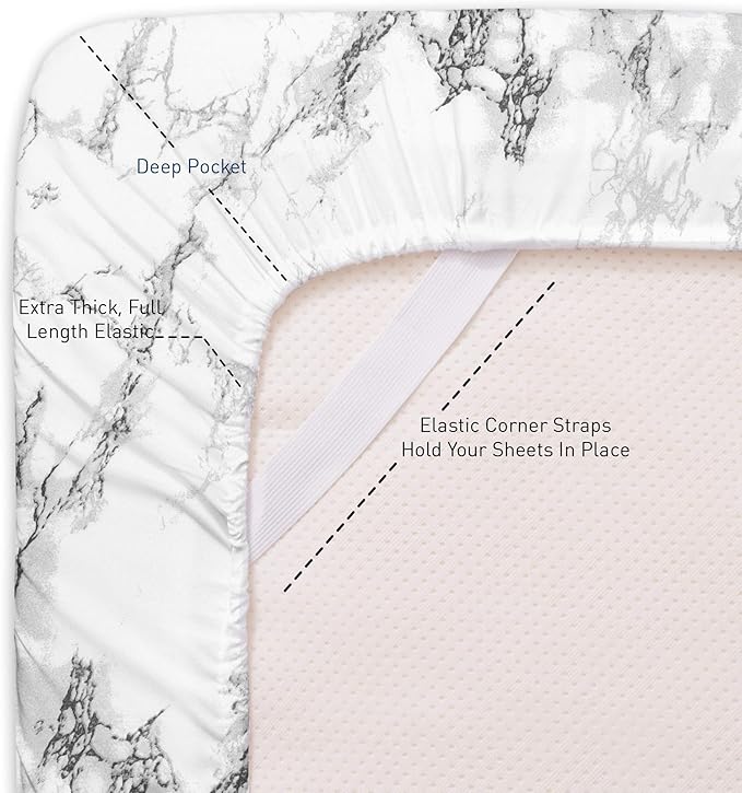 1500 Supreme Collection Extra Soft Marble Print 4-Piece Sheet Set- Luxury Bed Sheets Set with Deep Pocket Wrinkle Free Bedding, King Size