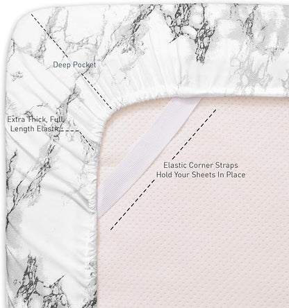 1500 Supreme Collection Extra Soft Marble Print 4-Piece Sheet Set- Luxury Bed Sheets Set with Deep Pocket Wrinkle Free Bedding, King Size