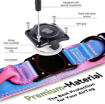 2026 Upgrade Waterproof Tactical AirTag Dog Collar, Built in AirTag Holder | Comfortable Control Handle, Quick Release Metal Buckle, Durable 1000D Nylon, For Medium to Large Dogs, Snow Cone,M