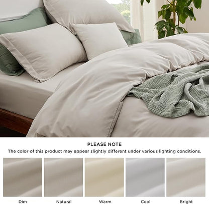 Bedsure Duvet Cover with Fitted Sheet King - Cooling Deep Pocket, Hotel Luxury Soft Double Brushed Bedding Set with Zipper Closure, 1 Duvet Cover, 1 Fitted Sheet, 2 Pillow Shams, NO Comforter, Linen