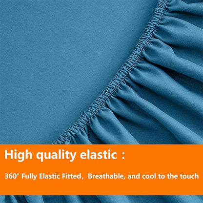 TAIMIT Teal Twin Size Comforter Set - 5 Pieces, Bed in a Bag Bedding Sets with All Season Soft Quilted Warm Fluffy Reversible Comforter,Flat Sheet,Fitted Sheet,1 Pillow Shams,1 Pillowcases