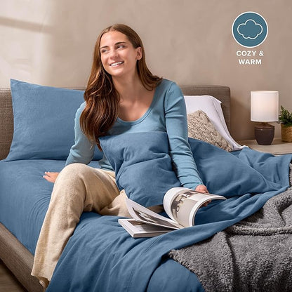 Bare Home Super Soft Fleece Sheet Set - King Size - Extra Plush Polar Fleece, No-Pilling Bed Sheets - All Season Cozy Warmth (King, Coronet Blue)