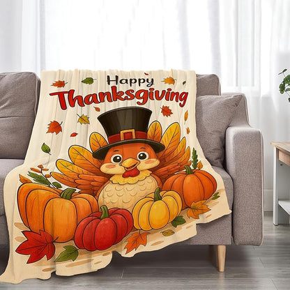 Thanksgiving Turkey Blanket Super Soft Warm Fluffy Fleece Flannel Throw Blanket Cozy Fuzzy Plush Stuff Bedding Blankets Gifts for Women Kids Boys Girls Adults 60"X50"