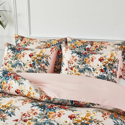WINLIFE 100% Cotton Pillow Cases Set of 2 Vintage Wildflowers Printed Pillowcase Envelope Closure Pillow Cover, Soft & Breathable (Standard, 20'' x 26'')