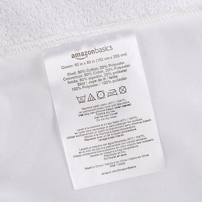 Amazon Basics Waterproof Breathable Mattress Protector, Queen Size, 18 inch Deep, Machine Washable, White