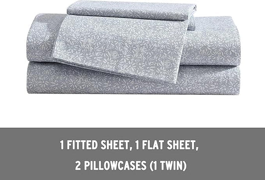 Eddie Bauer - Queen Sheets, Cotton Percale Bedding Set, Cool & Breathable Home Decor (Little Blossom, Queen)