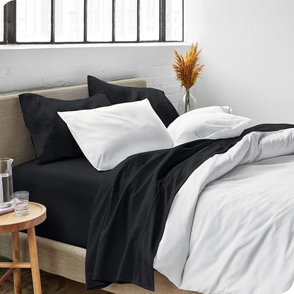 Bare Home Split King Sheet Set - 1800 Ultra-Soft Microfiber Bed Sheets - Double Brushed - Deep Pockets - Easy Fit - 5 Piece Set - Bedding Sheets & Pillowcases (Split King, Black)