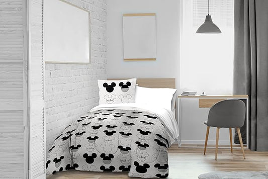 Jay Franco Kids Duvet Cover Set with Sham & Pillowcase – Ultra-Soft Bedding for Room Decor, Cover ONLY Comforter NOT Included, White - Mickey Mouse, 3 Piece Full