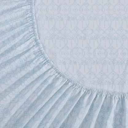 Tommy Bahama - Queen Size Sheet Set, 100% Cotton Percale Bedding with a Crisp & Cool Feel, Bed Sheets with Matching Fitted Sheet & Pillowcases (Palm Tree Ikat Blue)