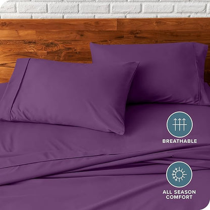 Bare Home Microfiber Pillow Cases - King Size Set of 2 - Cooling Pillowcases - Double Brushed - Plum Pillowcases Two Pack - Easy Care (King Pillowcase Set of 2, Plum)