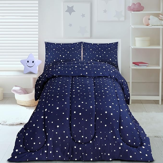 Utopia Bedding Star Kids Comforter Set with 2 Pillow Shams, 3 Piece Soft Microfiber Twin Bed Comforter with Pillow Shams, Printed Kids Bedding for Boys and Girls, Lightweight, Breathable,Easy Care