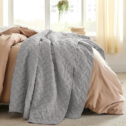 Bedsure Quilts King Size - Lightweight Bedspreads King Size with Basket Weave Pattern, Soft Quilt Bedding Set, Light Grey Comforter Set Coverlet for All Seasons with 2 Pillow Shams (106" x 96") | Skin-Friendly Soft, All-Season Comfort, Breathable, Ligh...