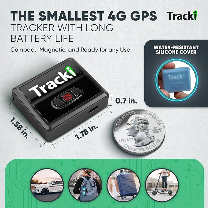 Tracki Mini GPS Tracker, Subscription Required, Cancel Anytime – Universal Compact 4G LTE Tracker for Vehicles (Tracker + 6M Subs.)