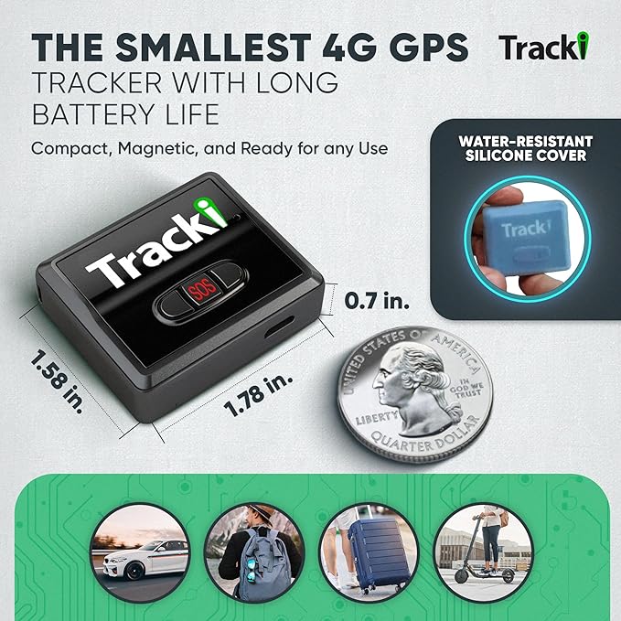 Tracki Mini GPS Tracker, Subscription Required, Cancel Anytime – Universal Compact 4G LTE Tracker for Vehicles (Tracker + 2Y Subs.)