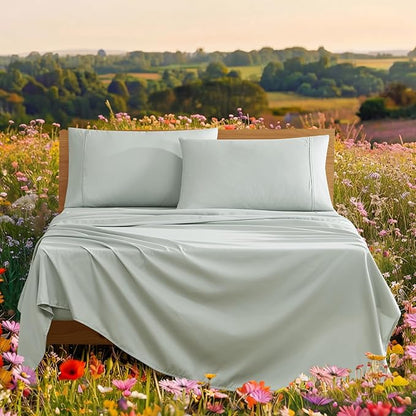 UGG Hedi Full XL Sheet Set 4-Piece Luxury Cooling Sheets Deep Pockets Premium Bedding with 2 Pillow Shams Hypoallergenic Machine Washable Soft Lightweight Bed Set for Bedroom, Full XL, Mineral Green