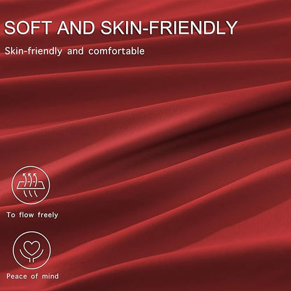 Monbix King Size Comforter Set - 7 Pieces Bed in a Bag King, Bright Red Bedding Sets with Comforter, All Seasons Comforter Bed Set with Sheets, Pillowcases & Shams