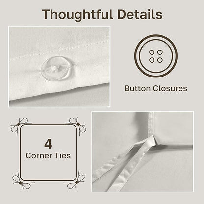 California Design Den 3 Pc King Size Duvet Cover Set -Winner Good Housekeeping Best Bedding Awards 2025, 400 Thread Count Sateen 100% Cotton Bedding Duvet Covers - Ivory (Pale Tone)