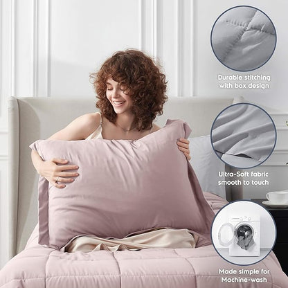 Nestl 5 Piece Twin XL Comforter Set – Blush Pink Reversible Bed in a Bag – Complete Twin XL Size Bedding Set with Sheets, Pillowcase and Sham
