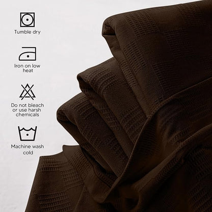 Utopia Bedding Brown 100% Cotton Blanket [Twin Size - 90x72 Inch] 350GSM Lightweight, Soft and Breathable Thermal Blanket for All Seasons