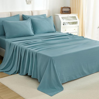 Litanika Twin Comforter Sets Grayish Teal - 5 Pieces Bed in a Bag Beddding Sets, Solid Lightweight Bed Set with Comforter, Sheets, Pillowcase & Sham