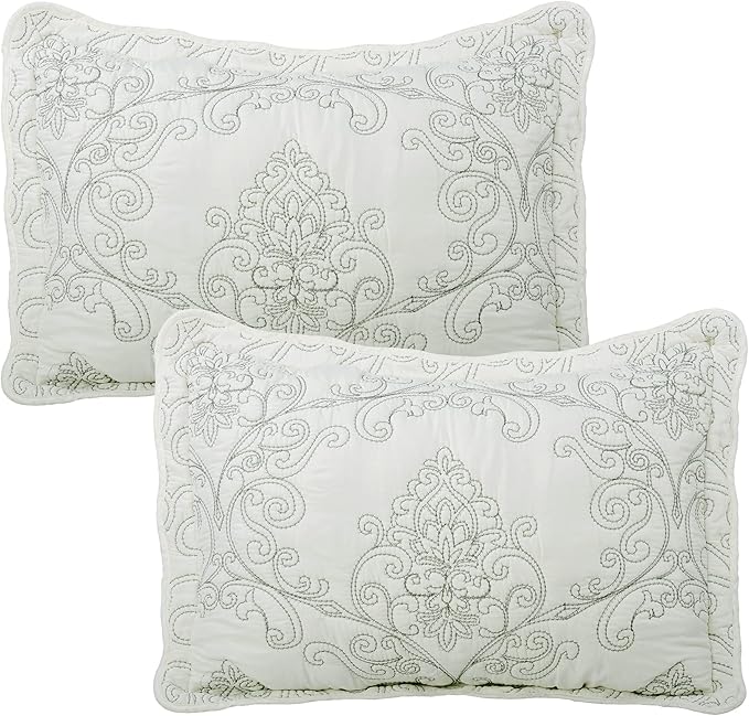 Home Soft Things Damask 4 Piece Bedspread Set, Scalloped Edge Reversible Coverlet Comforter Prewashed Bedding Set, Matelasse Embossed Floral Solid Pattern,Antique White Oversize King(120" x 120")