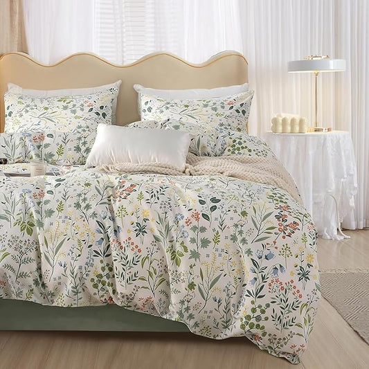 HighBuy Vintage Botanical Comforter Set Full Size Set Floral Bedding Set with Comforter Lightweight Bed Comforter Full for College Girl 3 Pieces Boho Comforter Sets