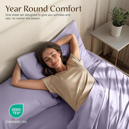 Utopia Bedding Queen Size Sheet Set – 4 Piece Bed Sheets, Soft and Breathable Microfiber, Includes 1 Fitted Sheet, 1 Flat Sheet and 2 Pillowcases – Oeko Tex (Lavender)
