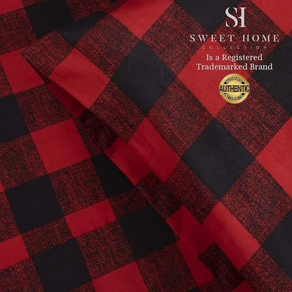 1500 Supreme Collection Buffalo Print Sheet Set, Queen Size - Luxury Bed Sheets Set with Deep Pocket Wrinkle Free Bedding, Queen, Burgundy/Black Buffalo Print