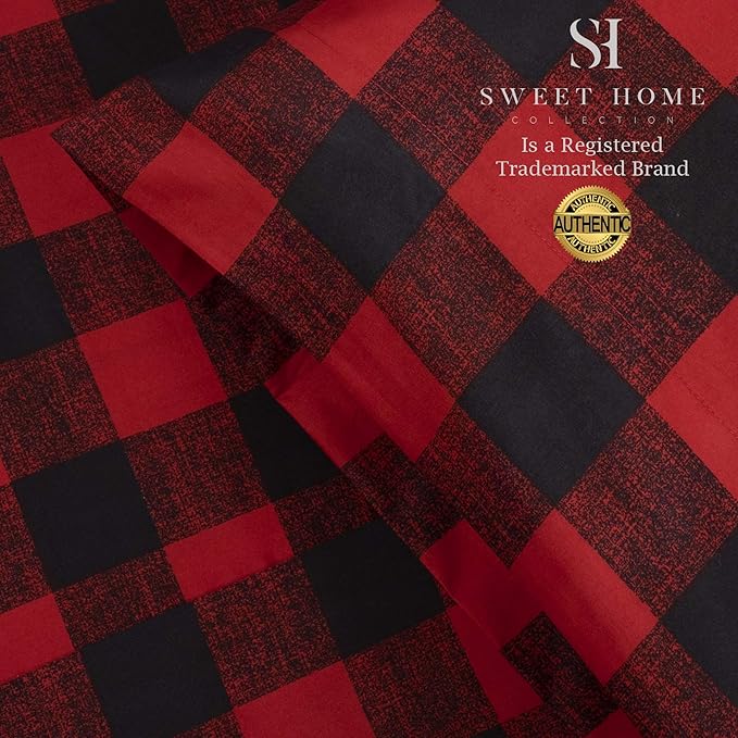 1500 Supreme Collection Buffalo Print Sheet Set, Full Size - Luxury Bed Sheets Set with Deep Pocket Wrinkle Free Bedding, Full, Burgundy/Black Buffalo Print