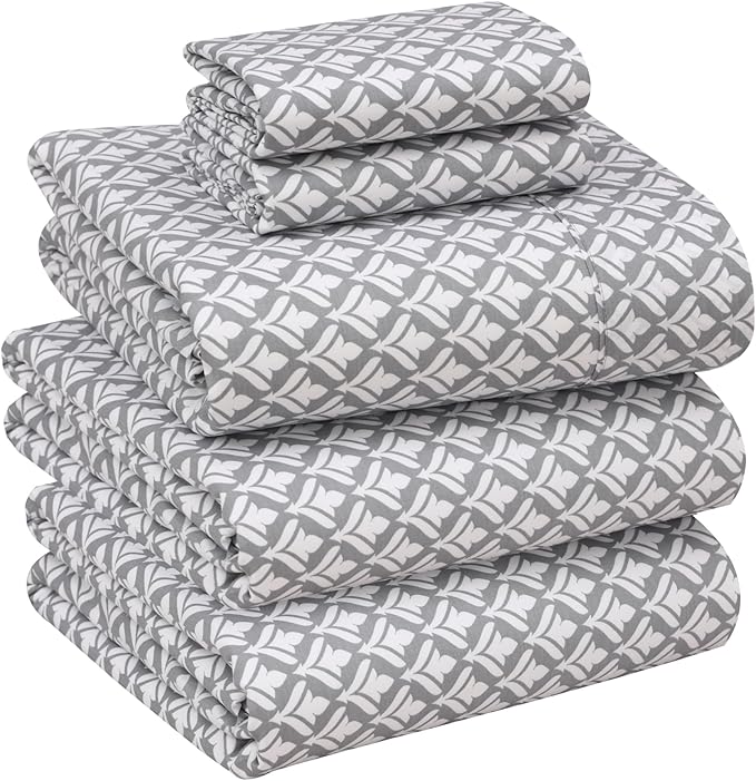 RUVANTI 100% Cotton Sheets – Split King Size Percale Bedding, Cooling & Breathable Floral Design, Durable with a Crisp, Soft & Comfortable Feel, 16" Deep Pocket, 5-Piece Set, Idiomatic Expression