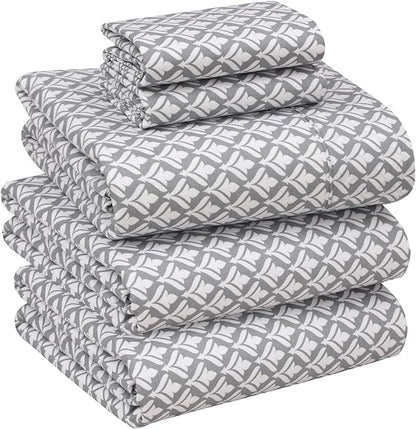 RUVANTI 100% Cotton Sheets – Split King Size Percale Bedding, Cooling & Breathable Floral Design, Durable with a Crisp, Soft & Comfortable Feel, 16" Deep Pocket, 5-Piece Set, Idiomatic Expression