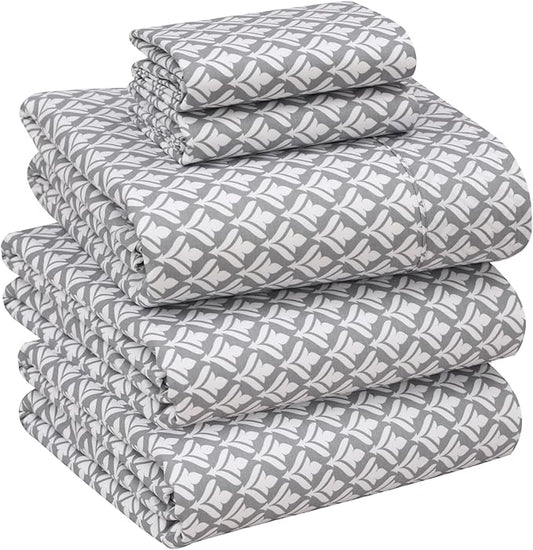 RUVANTI 100% Cotton Sheets – Split King Size Percale Bedding, Cooling & Breathable Floral Design, Durable with a Crisp, Soft & Comfortable Feel, 16" Deep Pocket, 5-Piece Set, Idiomatic Expression