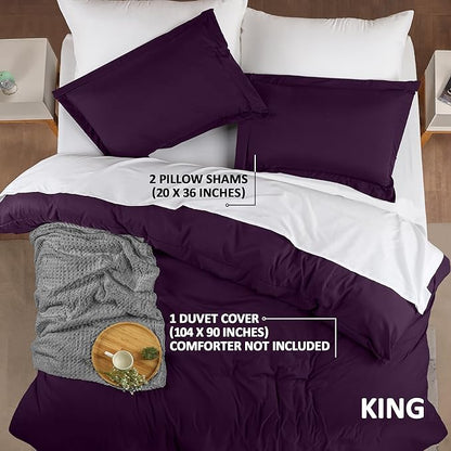 Utopia Bedding Duvet Cover King Size - 3 Piece with Zipper Closure - 1 Comforter Cover 104X90 Inches & 2 Pillow Shams 20X36 Inches (Purple) Comforter Not Included