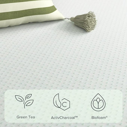 Zinus 8 Inch Green Tea Memory Foam Mattress, Short Queen, Fiberglass Free, Patented Custom Contour Support, Sturdy Base Foam, CertiPUR-US Certified, Mattress in A Box, White