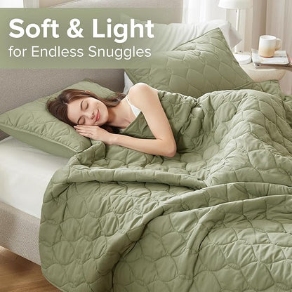 Comfort Spaces Queen Quilt Set Modern Reversible Ogee Coverlet Queen Bedding Set Cozy Quilted Winter Layer, All Season Lightweight Soft Queen Size Quilt, Kienna, Full/Queen Olive Green 3 Piece