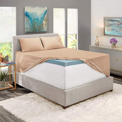 Hearth & Harbor Luxury Soft 6 Piece Bed Sheet Set Extra Deep Pocket Fitted Sheets Fits Mattress up to 21", Double Brushed Bedding, Split King Size, Taupe