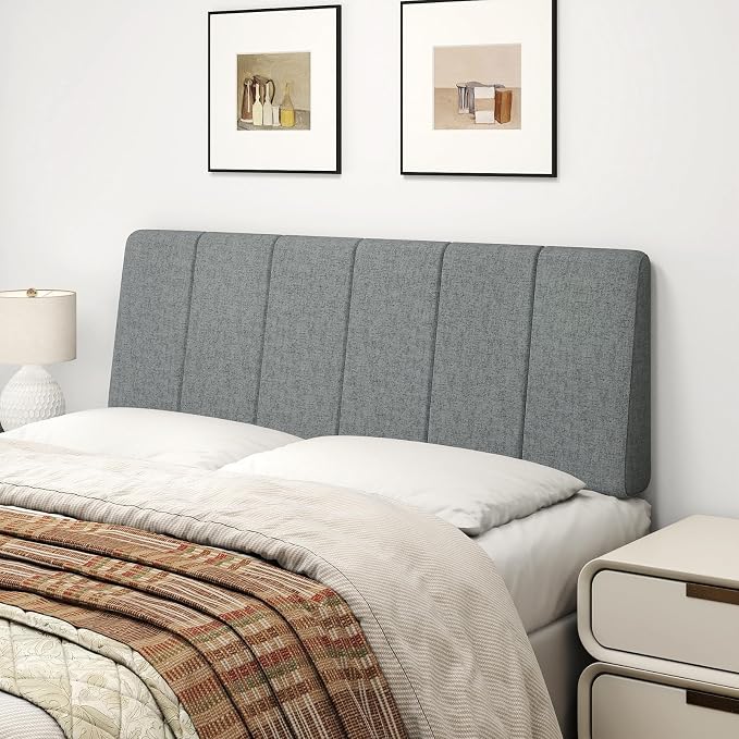 Full Size Headboard Only-No Assembly Required, Dark Gray | Easy to use no assembly required, Linen fabric and extra-thick foam for added comfort, Modern style headboard full size