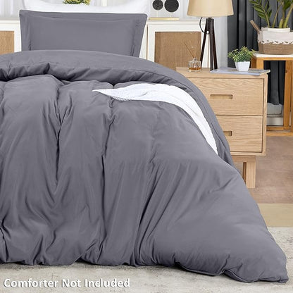 Utopia Bedding Duvet Cover Twin Size - 2 Piece with Zipper Closure - 1 Comforter Cover 68X90 Inches & 1 Pillow Sham 20X26 Inches (Grey) Comforter Not Included