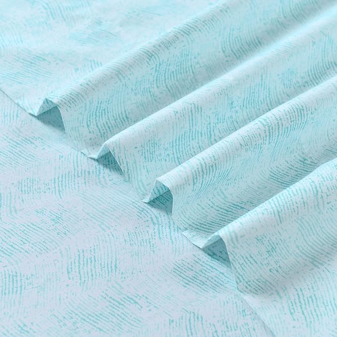 Elegant Comfort Softest and Coziest 6-Piece Sheet Set - 1500 Premium Hotel Quality Microfiber - Deep Pocket, Wrinkle Resistant 6-Piece Wave Pattern Bed Sheet Set, Full, Wave Aqua