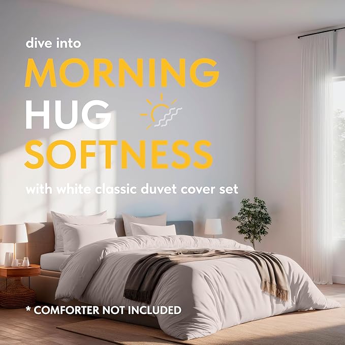 White Classic Beige Duvet Cover Queen Size, Microfiber Duvet Cover with Zipper, Set of 1 Down Comforter Cover with 2 Pillow Shams, Comforter Not Included