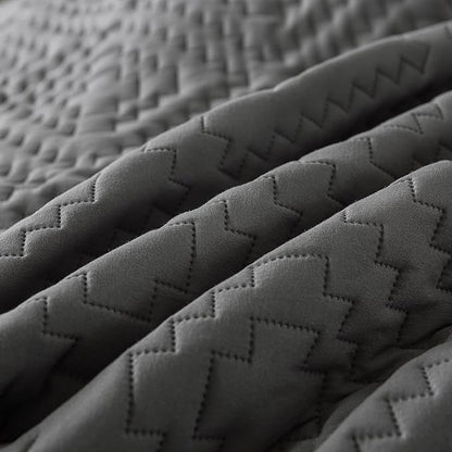 R.SHARE Dark Grey Queen Size Quilt Bedding Sets with Pillow Shams, Boho Full Lightweight Soft Bedspread Coverlet, Quilted Blanket Thin Comforter Bed Cover for All Season, 3 Pieces, 90x90 inches