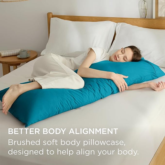 Bedsure Body Pillow Case Cover - Teal Brushed Microfiber Long Pillow Cases, Ultra Soft and Cozy Body Pillowcase with Envelope Closure for Kids, Wrinkle, Fade Resistant, 1 Pack, 20x54 Inches