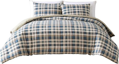 Eddie Bauer - King Comforter Set, Reversible Cotton Bedding with Matching Shams, Home Decor for All Seasons (Port Gamble Blue, King)