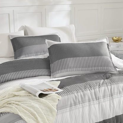 Litanika Queen Comforter Set Dark Grey - 3 Pieces Lightweight Fluffy Bedding Comforter Sets, All Season Down Alternative Comforter (1 Comforter, 2 Pillowcases)