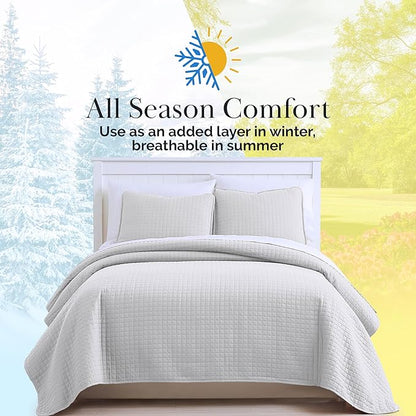 Southshore Fine Living, Inc. Twin XL Comforter Quilt Bedding Set, Dorm Room Bedding Essentials, Stain Resistant, Machine Washable Bedspread, XL/Twin Grey Quilt Bed Spread with Pillow Sham, Light Grey