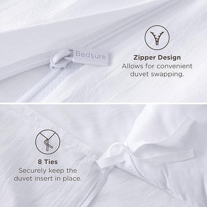 Bedsure Bright White Oversized King Duvet Cover - 3 Pieces Prewashed Cotton-Like Polyester Extra Soft Bedding Set, Includes 1 Duvet Cover 120''x98'' with Zipper Closure & 2 Pillow Shams, No Comforter
