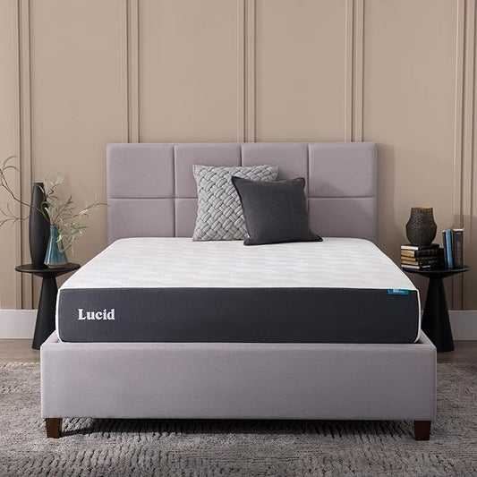 Lucid 10 Inch Memory Foam Mattress - Plush Feel - Infused with Refreshing Bamboo Charcoal and Cooling Gel - Bed in a Box - Temperature Regulating - Pressure Relief - Breathable - Twin XL Size