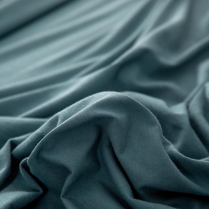 PURE ERA Jersey Knit Pillowcases 100% T-Shirt Cotton Super Soft Comfy Breathable, Set of 2, Standard 20" x 26", Solid Cerulean Blue