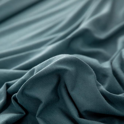 PURE ERA Jersey Knit Pillowcases 100% T-Shirt Cotton Super Soft Comfy Breathable, Set of 2, Standard 20" x 26", Solid Cerulean Blue