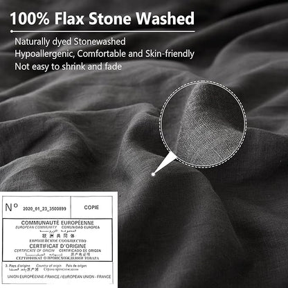 Simple&Opulence 100% Linen Pillow Case Queen Size Set of 2, Dark Grey Pillow Covers with Overlap Closure, Luxury Breathable Pillowcases Protectors Suitable for All-Season (20" X 26", Dark Grey)